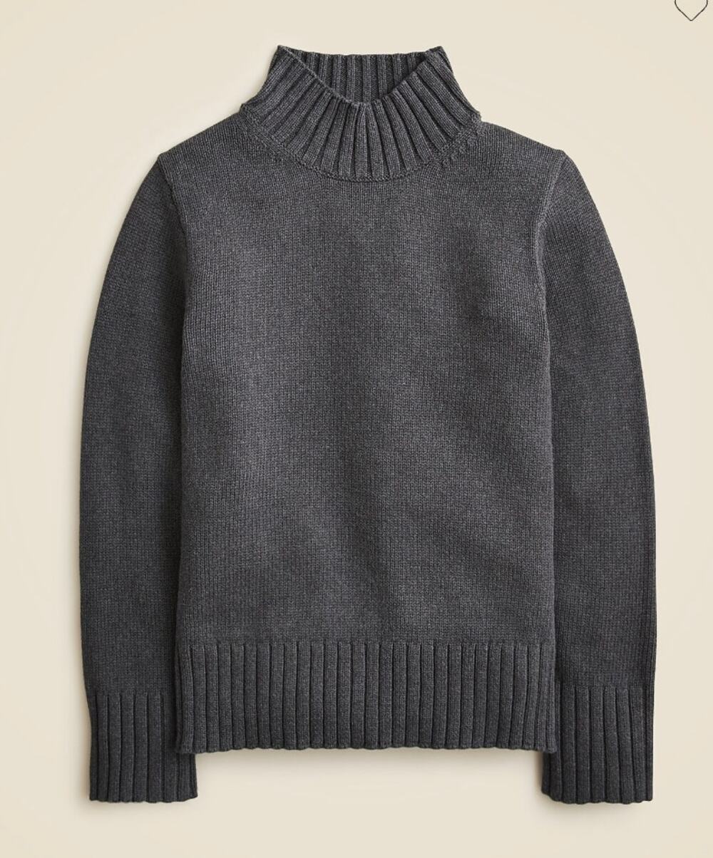 J. Crew Cotton Turtleneck Sweater Heather Charcoal Gray Small